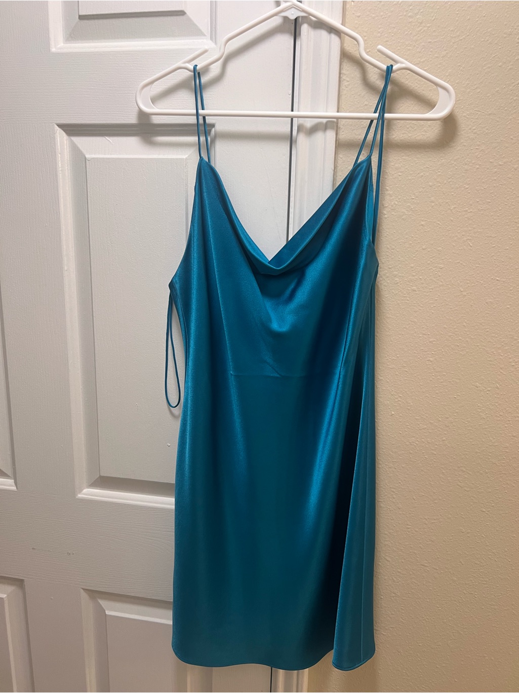 Alice And Olivia Satin Slip Dress In Teal Blue
